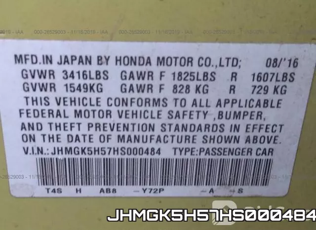 JHMGK5H57HS000484 фото 9