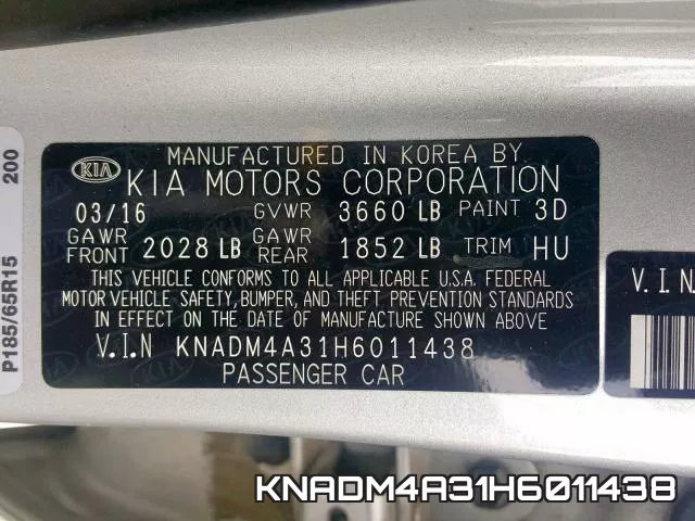 KNADM4A31H6011438 фото 2