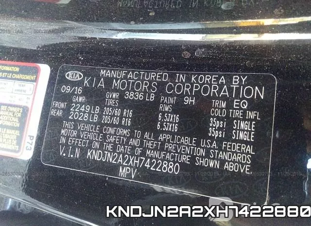 KNDJN2A2XH7422880 фото 9