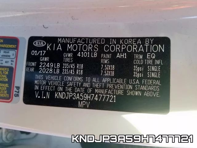 KNDJP3A59H7477721 фото 2
