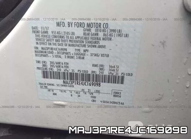 MAJ3P1RE4JC169098 фото 10