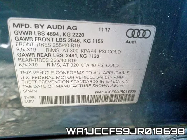 WA1JCCFS9JR018638 фото 2