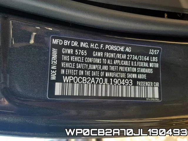 WP0CB2A70JL190493 фото 2