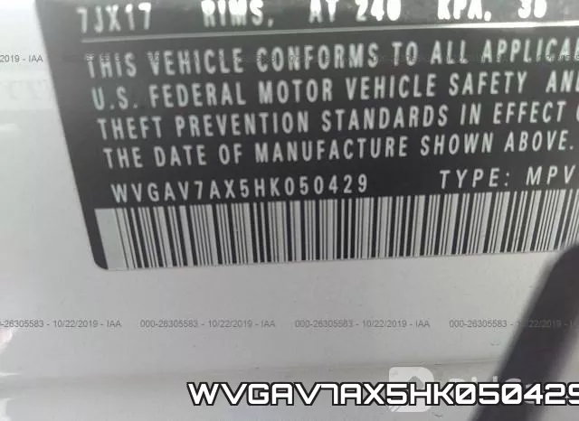 WVGAV7AX5HK050429 фото 10