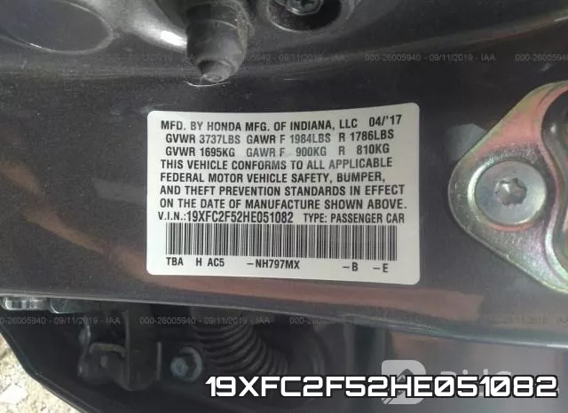19XFC2F52HE051082 фото 7