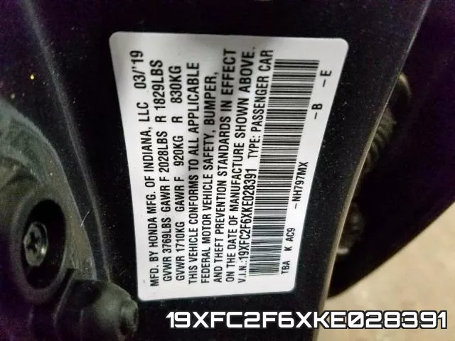 19XFC2F6XKE028391 фото 2