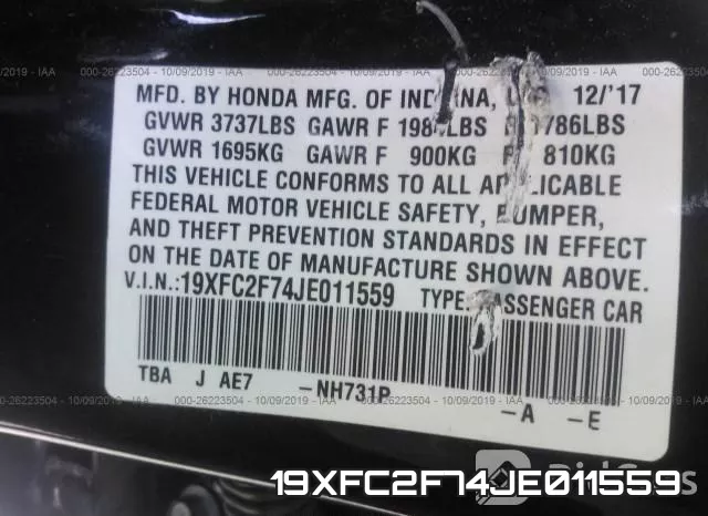 19XFC2F74JE011559 фото 4