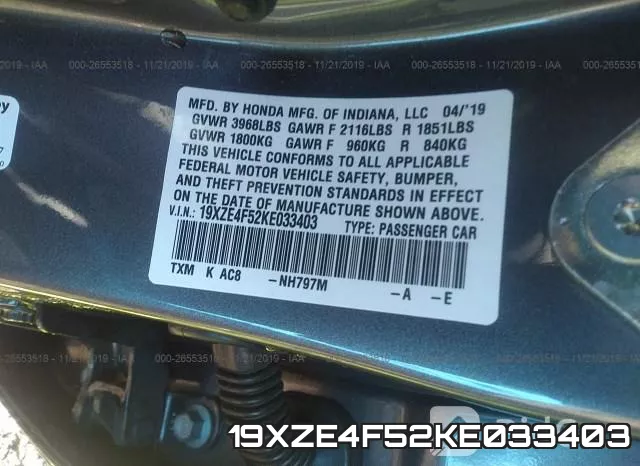 19XZE4F52KE033403 фото 10