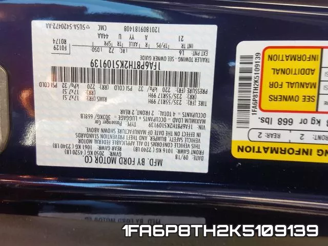 1FA6P8TH2K5109139 фото 2