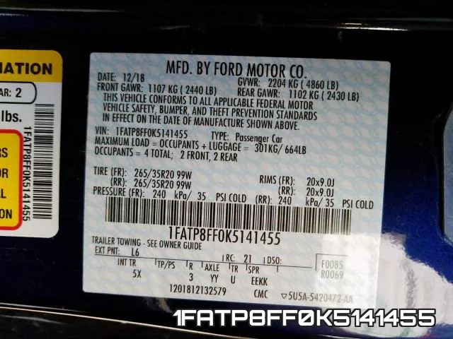 1FATP8FF0K5141455 фото 2