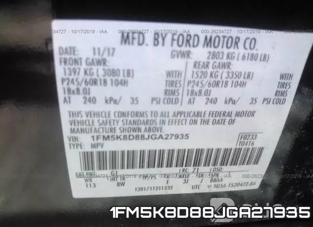 1FM5K8D88JGA27935 фото 8