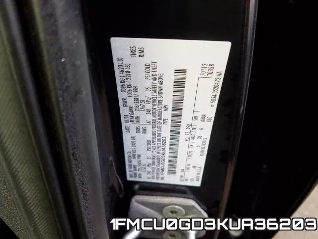 1FMCU0GD3KUA36203 фото 2