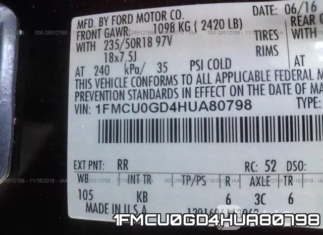 1FMCU0GD4HUA80798 фото 10