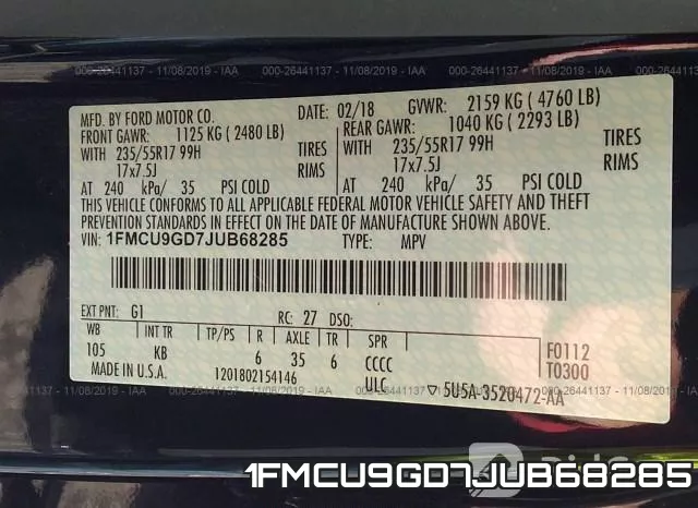 1FMCU9GD7JUB68285 фото 10