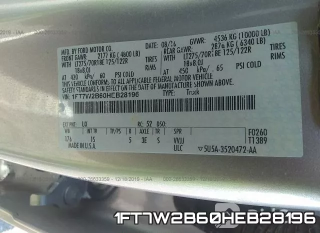 1FT7W2B60HEB28196 фото 8