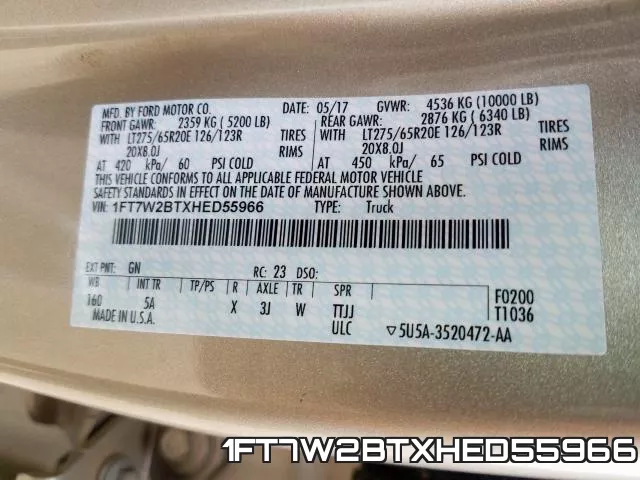 1FT7W2BTXHED55966 фото 2