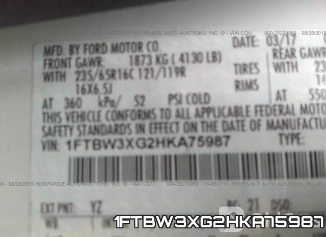 1FTBW3XG2HKA75987 фото 10