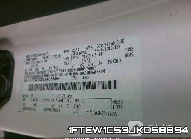 1FTEW1C53JKD58894 фото 8