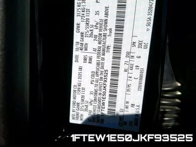 1FTEW1E50JKF93525 фото 2