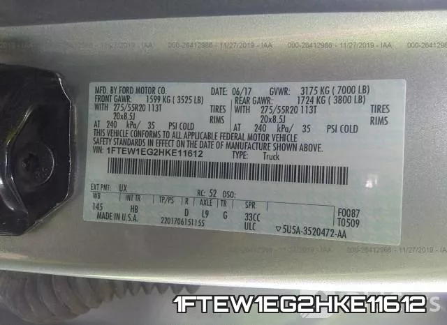 1FTEW1EG2HKE11612 фото 10