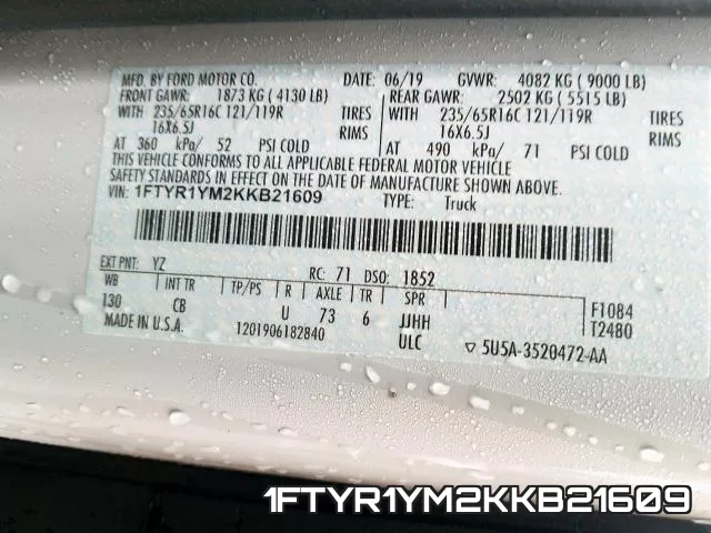 1FTYR1YM2KKB21609 фото 2