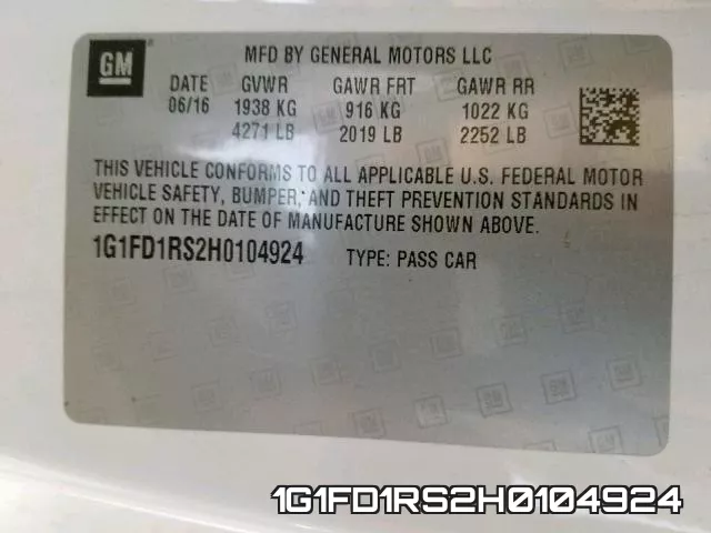 1G1FD1RS2H0104924 фото 2