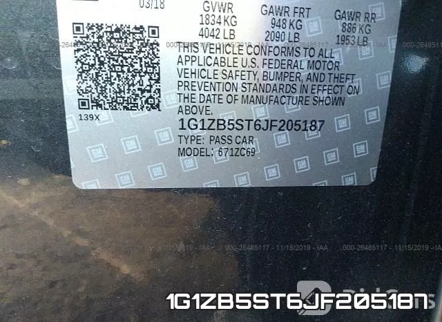 1G1ZB5ST6JF205187 фото 9