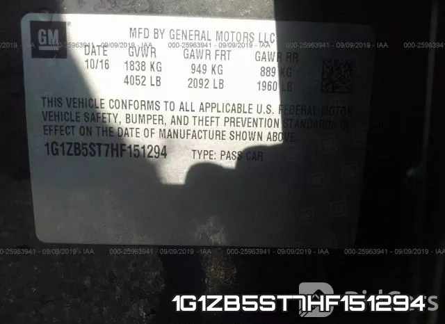 1G1ZB5ST7HF151294 фото 7