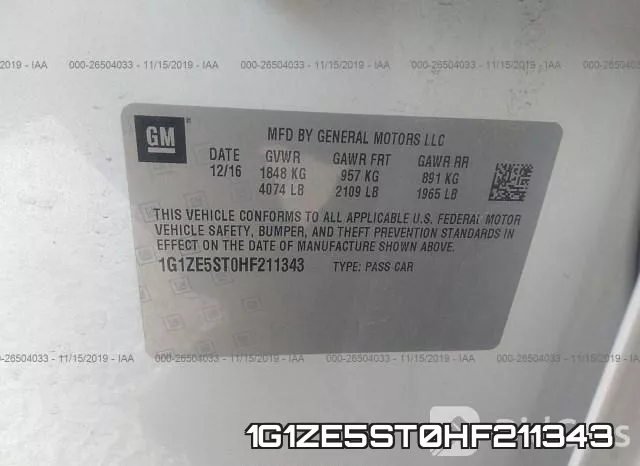 1G1ZE5ST0HF211343 фото 8