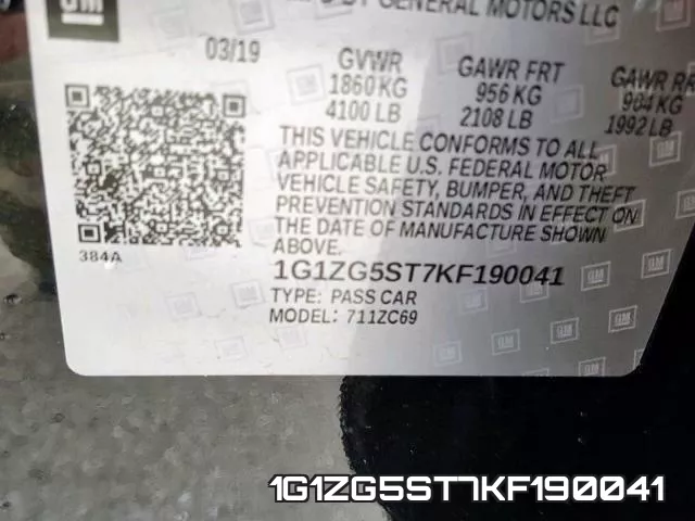 1G1ZG5ST7KF190041 фото 2