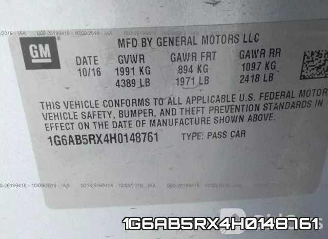 1G6AB5RX4H0148761 фото 6