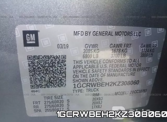 1GCRWBEH2KZ308060 фото 8