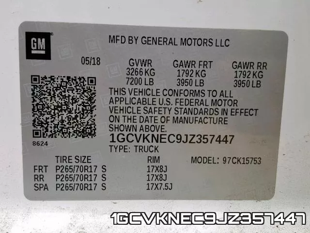 1GCVKNEC9JZ357447 фото 2