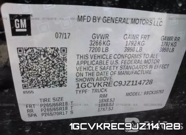 1GCVKREC9JZ114728 фото 10