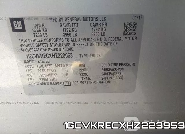 1GCVKRECXHZ223953 фото 10