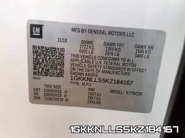 1GKKNLLS5KZ184167 фото 2