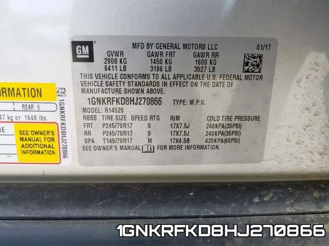 1GNKRFKD8HJ270866 фото 2