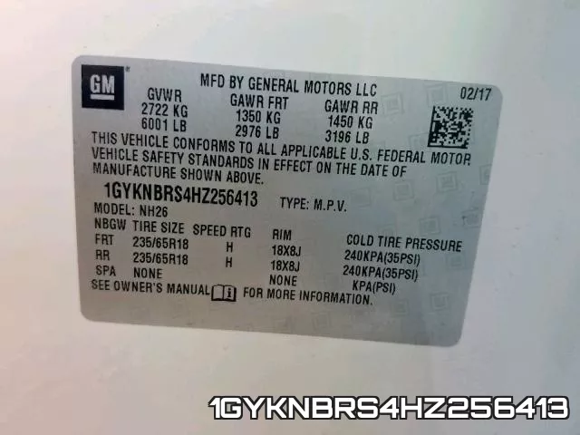 1GYKNBRS4HZ256413 фото 2