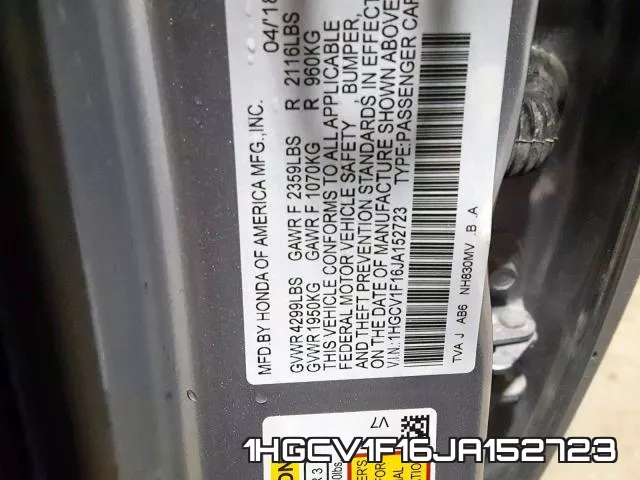 1HGCV1F16JA152723 фото 2