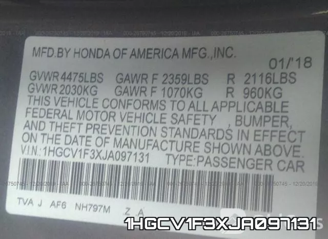 1HGCV1F3XJA097131 фото 10