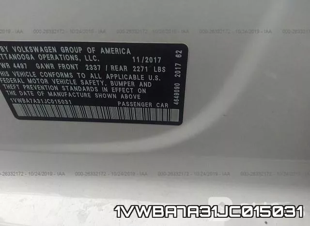 1VWBA7A31JC015031 фото 9