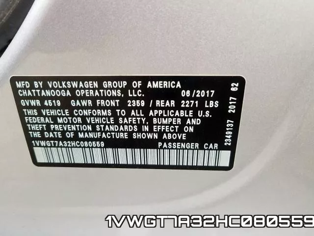 1VWGT7A32HC080559 фото 2