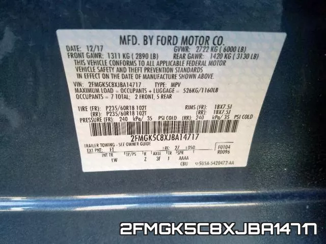 2FMGK5C8XJBA14717 фото 2