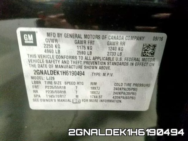 2GNALDEK1H6190494 фото 2