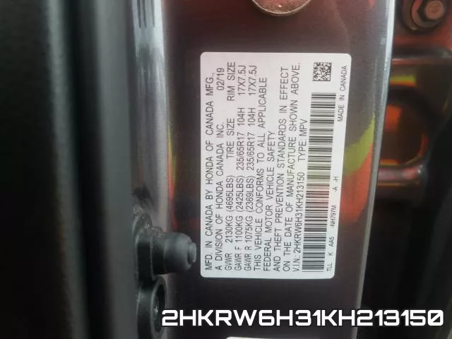 2HKRW6H31KH213150 фото 2
