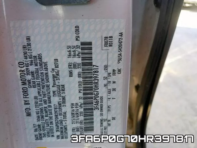 3FA6P0G70HR397817 фото 2