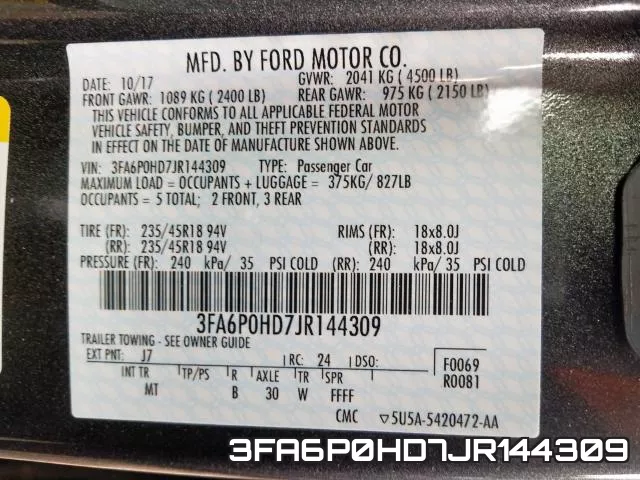 3FA6P0HD7JR144309 фото 2