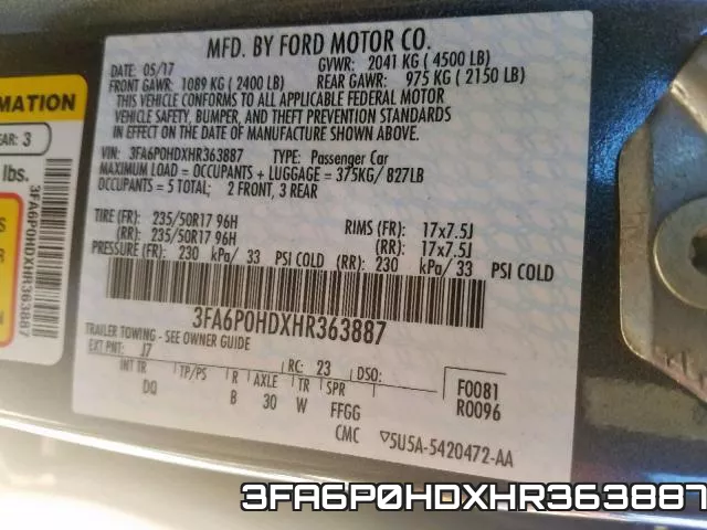 3FA6P0HDXHR363887 фото 2