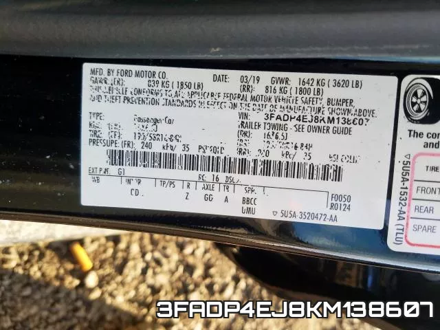 3FADP4EJ8KM138607 фото 2