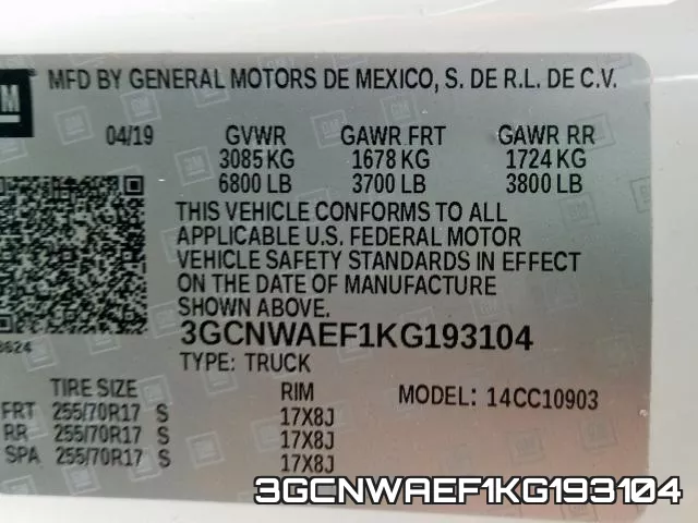 3GCNWAEF1KG193104 фото 2